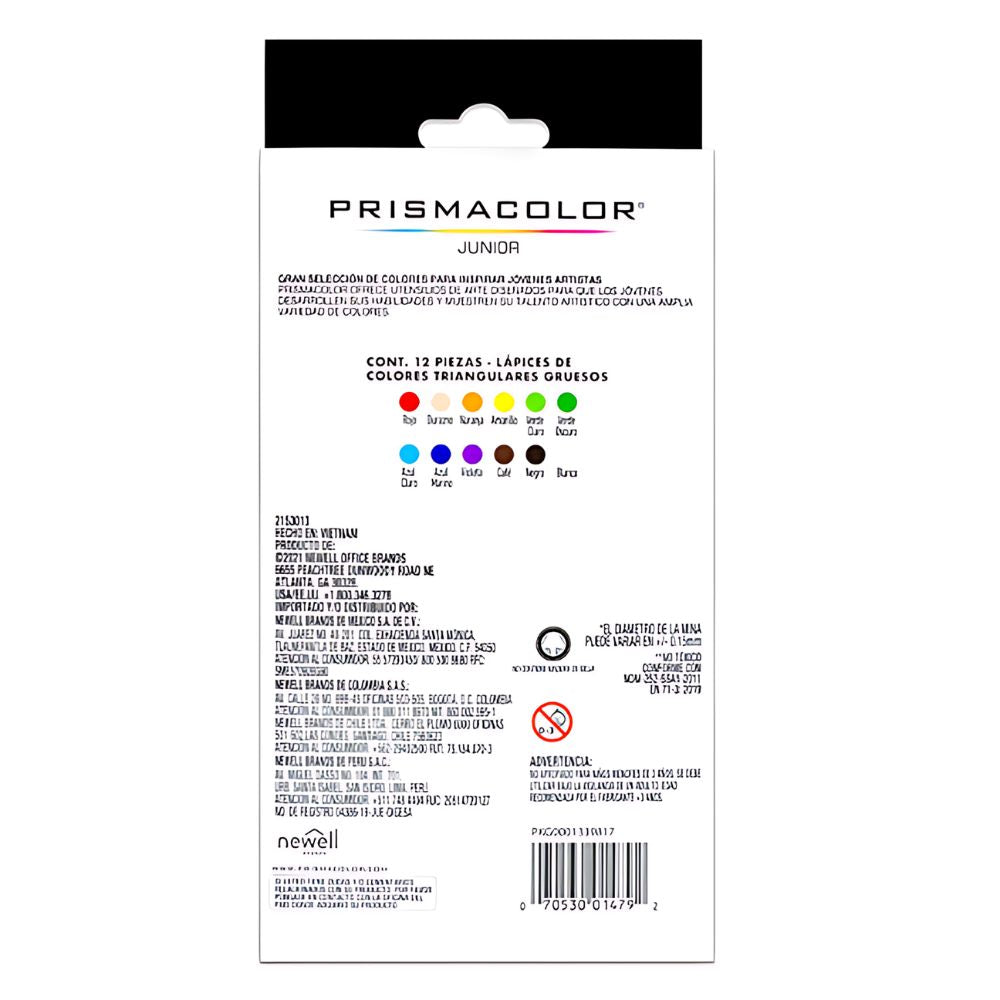 Colores Prismacolor Junior Triangular Gruesos Con 12 Pzs 53013