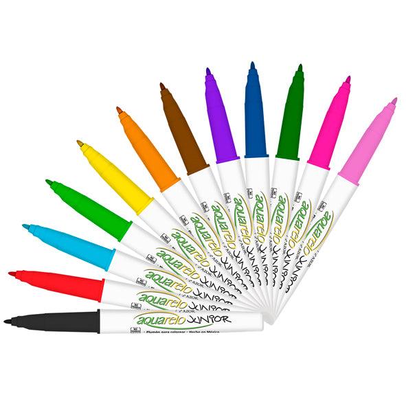 Marcador Lavable Aquarelo Jr. Punta Bala1 Mm Colores 12 Pzas 2912 - Colmenero Shop