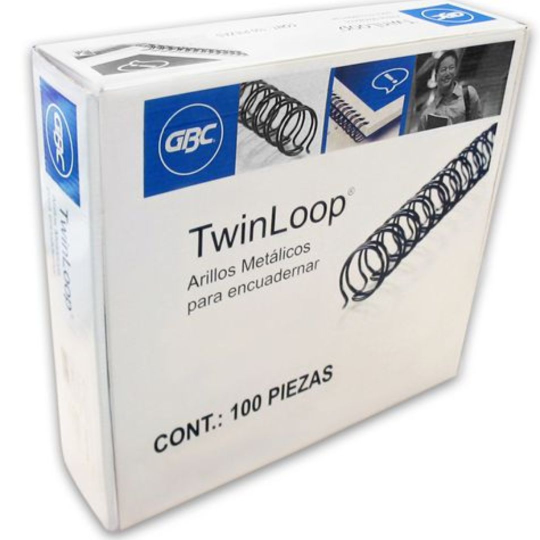 Arillo Metal Twin Loop Negro 9/16" Gbc Paso 3:1 Capacidad 111-135 Hojas