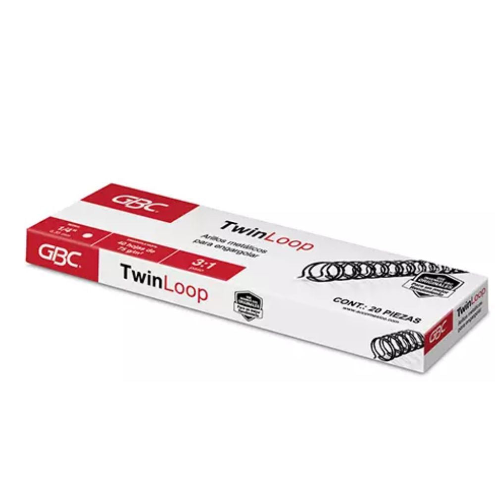 Arillo Metálico Twin Loop 1/4” Negro GBC | Caja con 20 PZS P7229