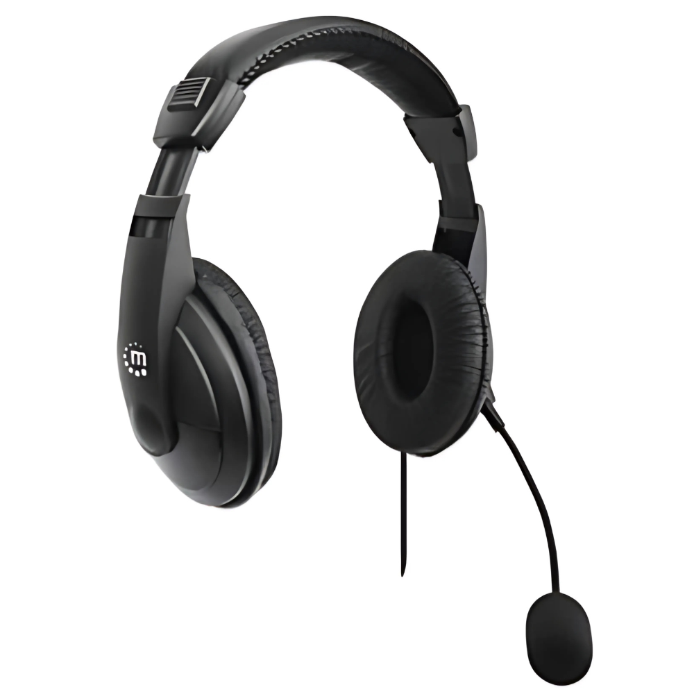 Audífonos Manhattan Estéreo USB Micrófono Ajustable Control Integrado Negro - Colmeero Shop