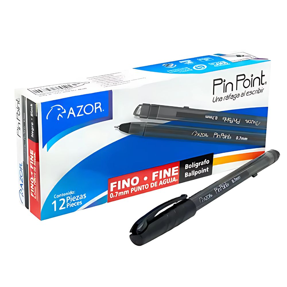 Bolígrafo Fino Pin Point 0.7 Mm Color Caja Con 12 Piezas