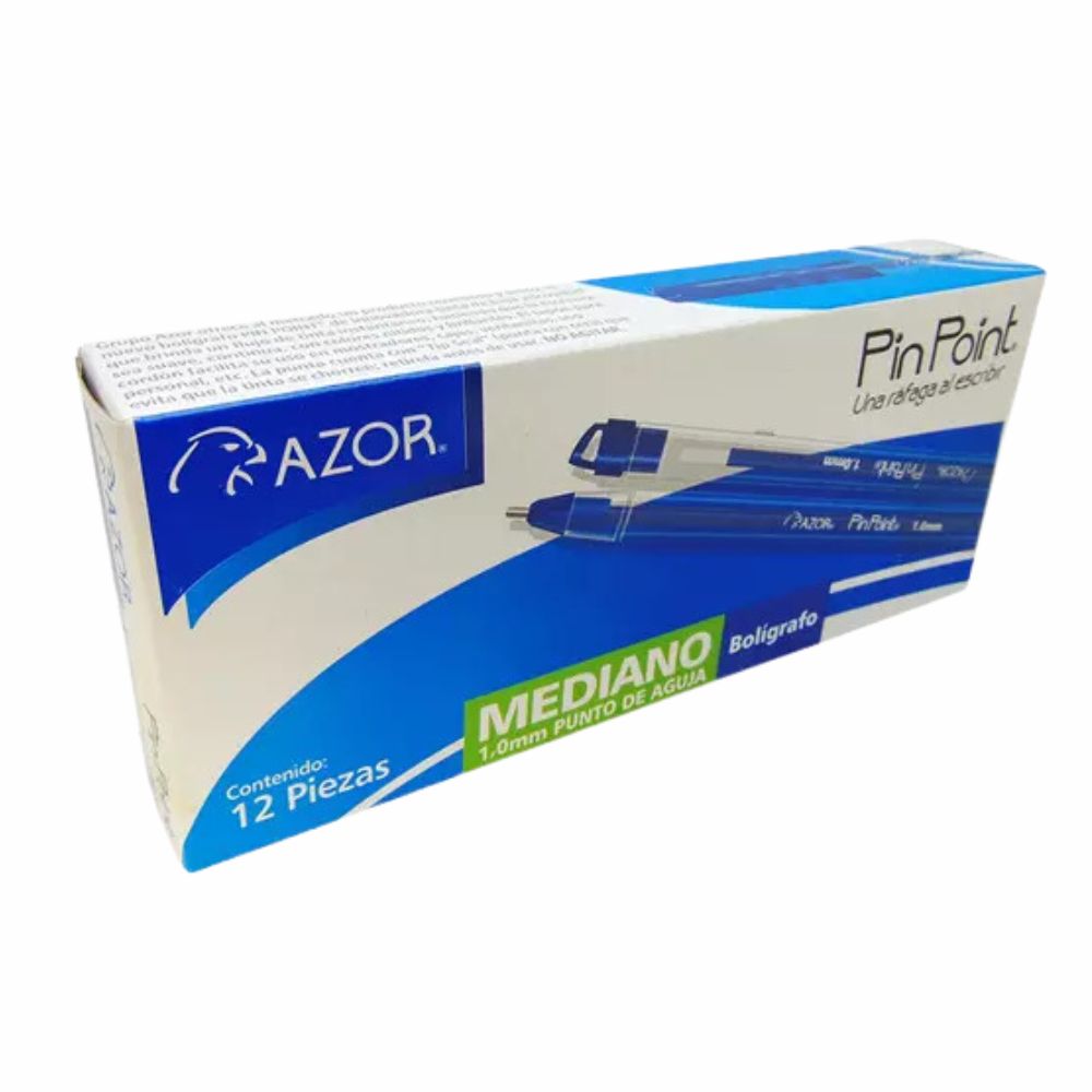 Bolígrafo mediano Pin Point 1.0 mm color Azul caja con 12 pzas
