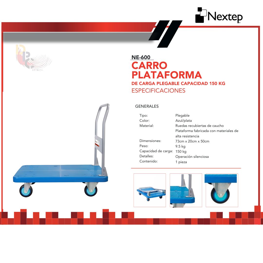 Carro Plataforma Nextep De Carga Plegable Cap. 150 Kg Ne-600