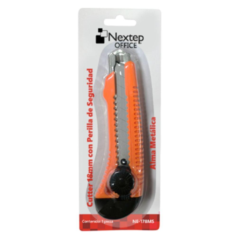 Cutter Plástico Nextep Grande Navaja 18mm Alma De Metal Y Perilla Seguridad - Colmenero Shop