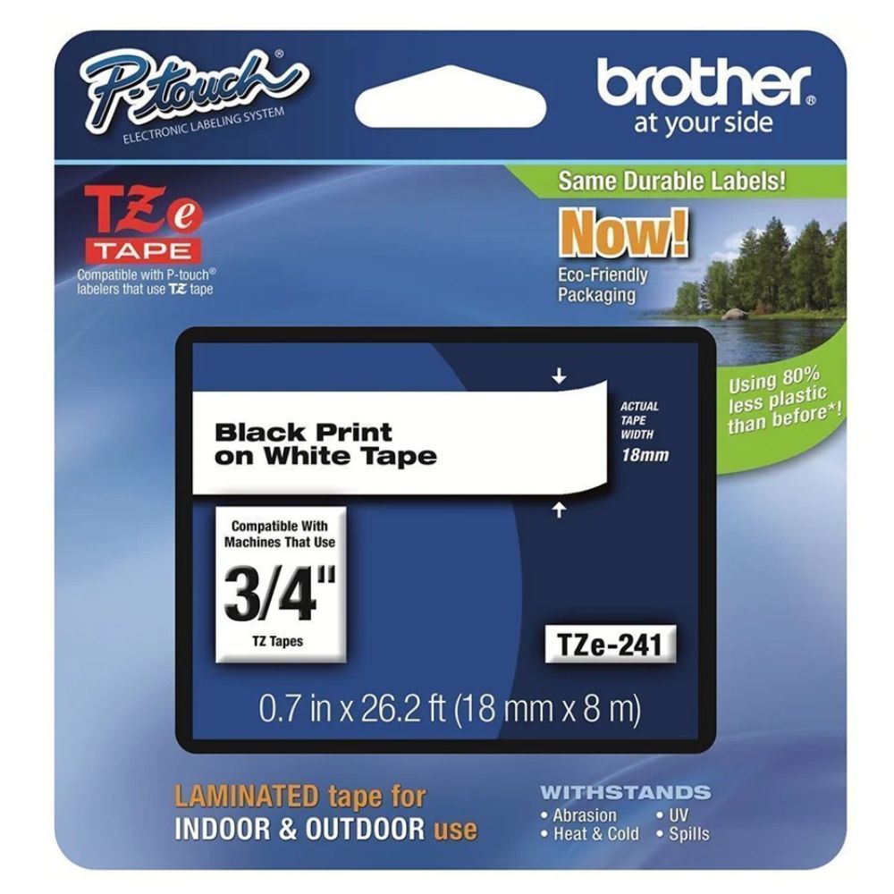 Cinta Brother TZE241 Negro | 8m x 1.8cm | Para Rotuladores PT