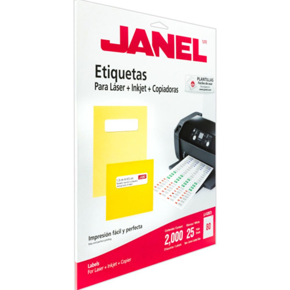 Etiqueta Laser Mod J-5267 Blanca Janel 13x45mm Con 2000 Etiquetas - Colmenero Shop