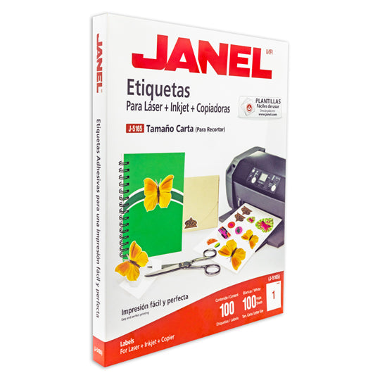 Etiquetas Láser JANEL J-5165 | Tamaño Carta Adhesivas