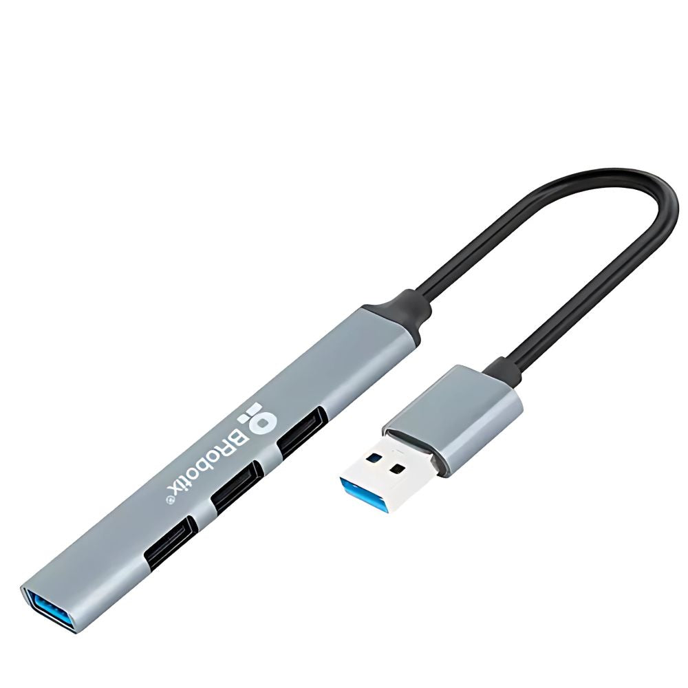 Hub USB 3.0 Brobotix 4 Puertos - Plata/Gris | Velocidad 5Gbps