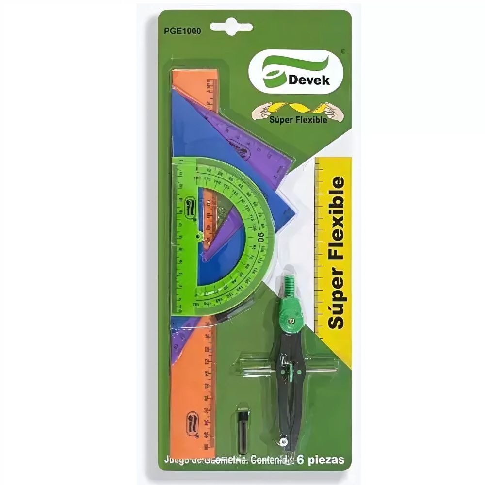 Juego de Geometria Devek flexibles 6 piezas.