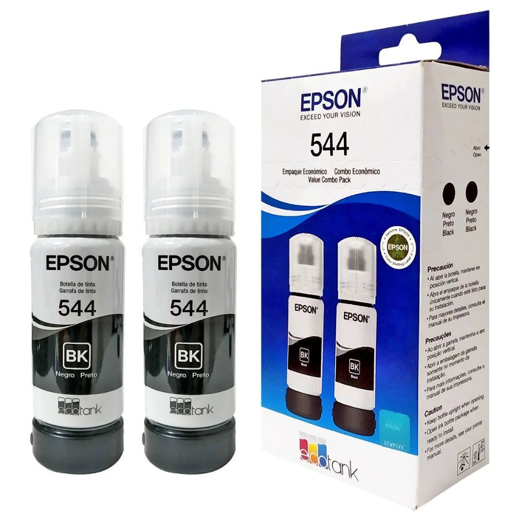 Tintas Epson T544 Negro Originales | L3110 L3250 | Doble Pack