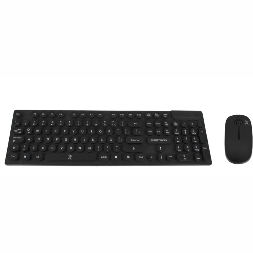 Kit Teclado Y Mouse Perfect Choice Inalámbrico Negro Black Round