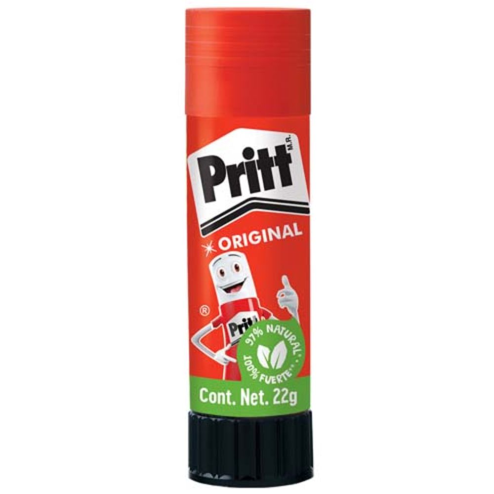 Lápiz adhesivo Pritt en barra de 22 grs charola con 12 piezas