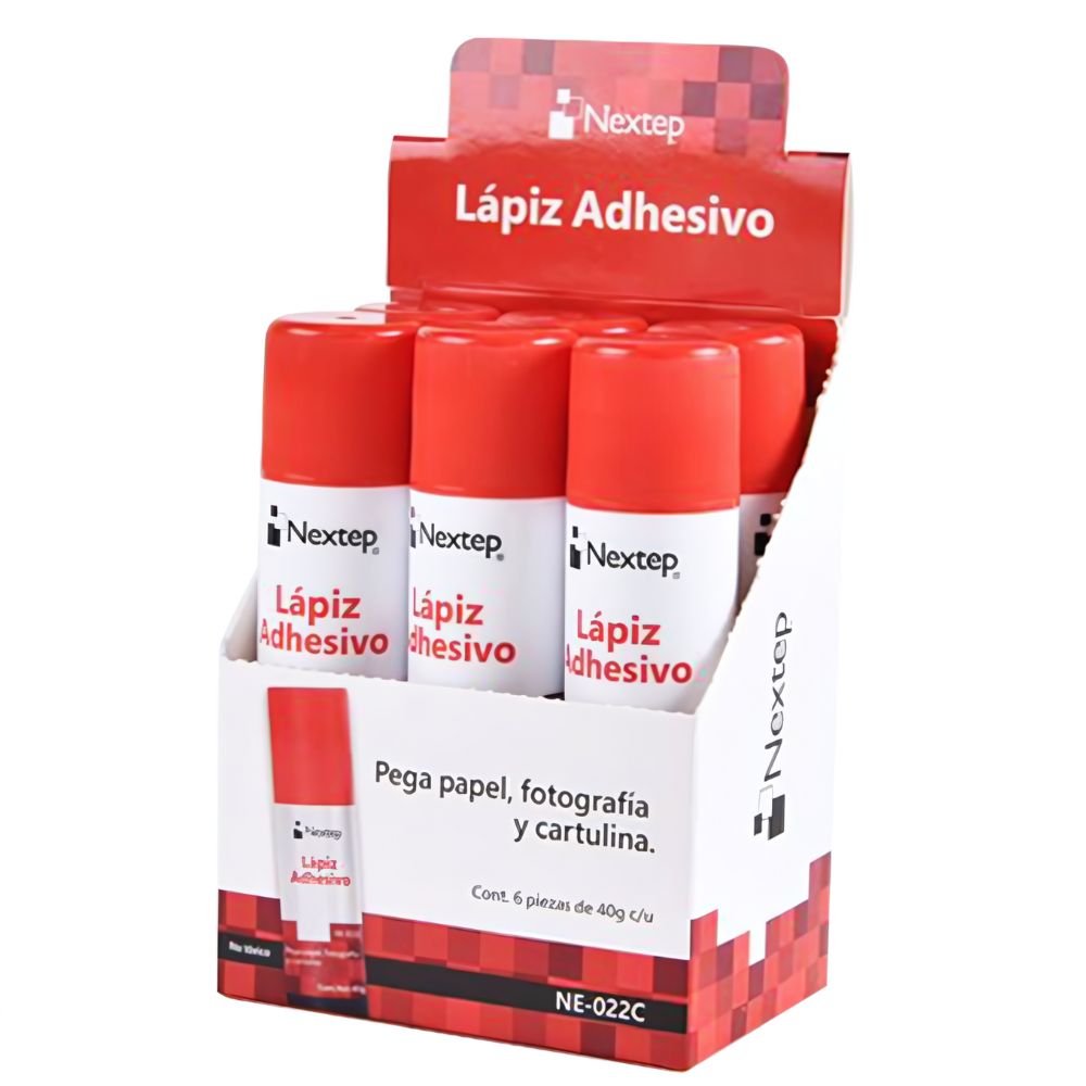 Lápiz Adhesivo Nextep 40g – Caja con 6 Piezas – No Tóxico
