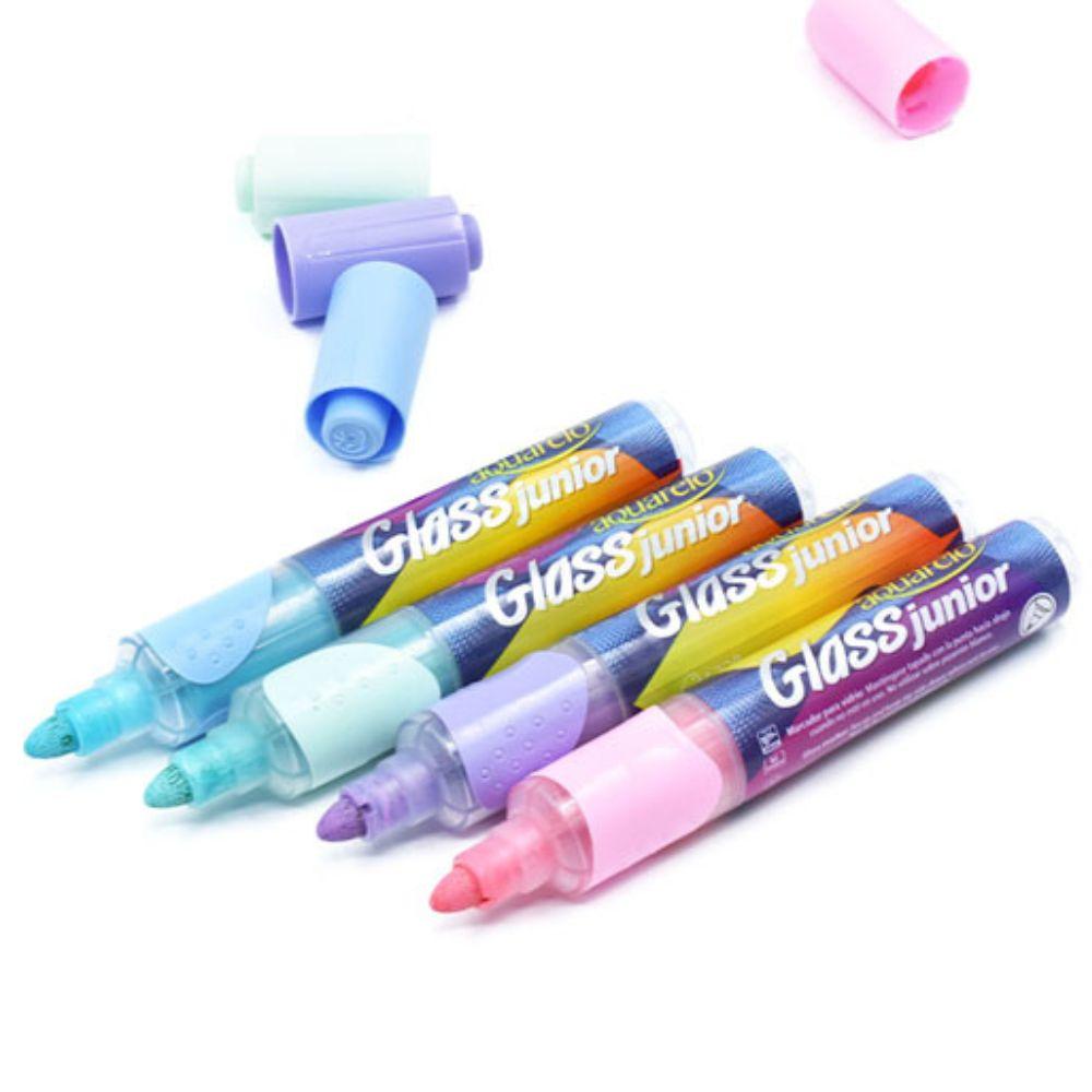 Marcador para Vidrio Aquarelo Glass Jr. punta bala 4 mm colores pastel con 4 pzs - Colmenero Shop