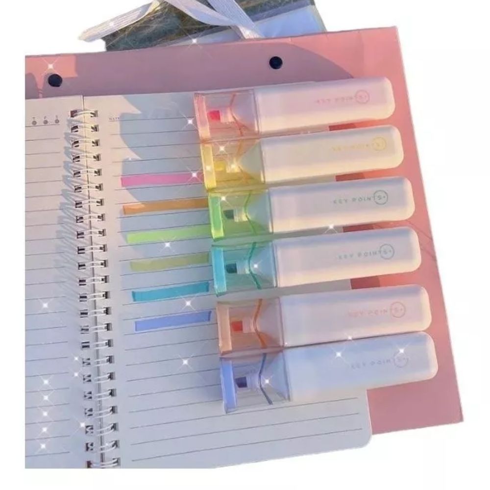 Paquete De 6 Marcatextos Pastel Key Points Kawaii