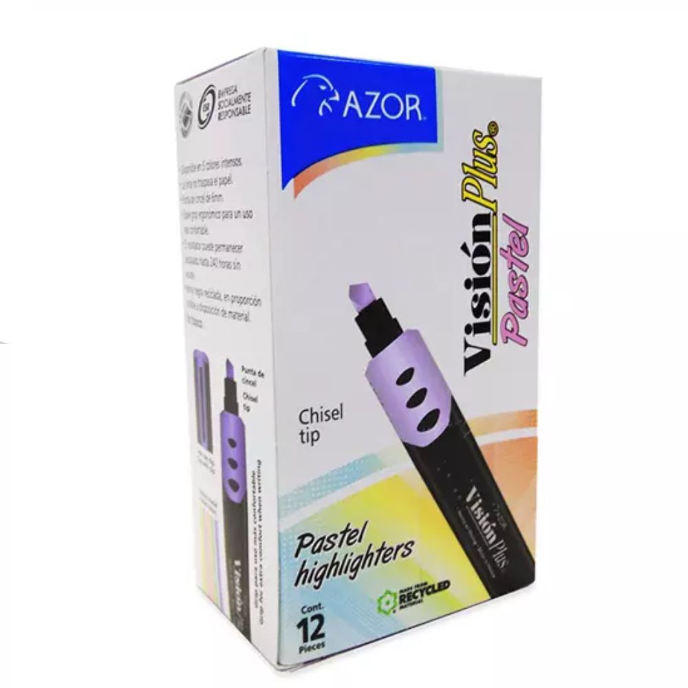 Marcatextos Vision Plus Morado Pastel C/12 pz 2600MOP