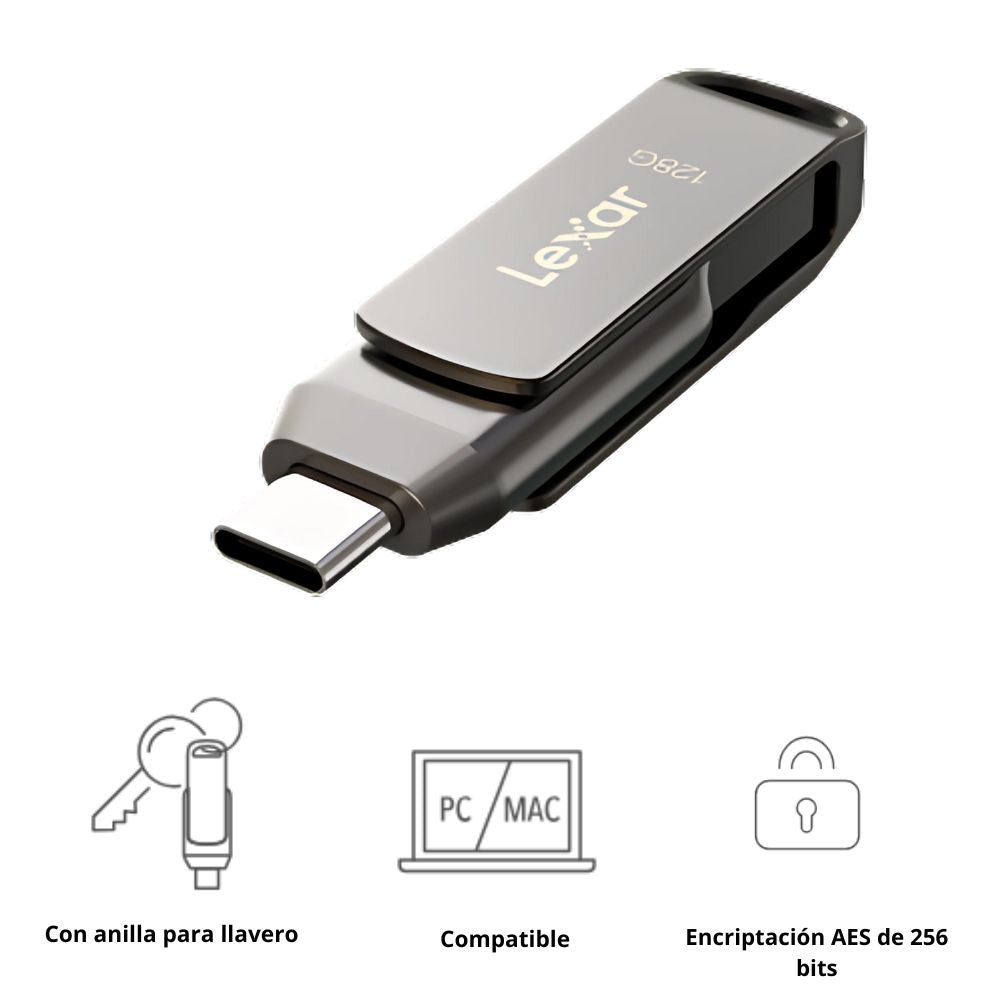 MEMORIA LEXAR TIPO 2 EN 1 C Y A JUMPDRIVE 128GB MAC Y PC