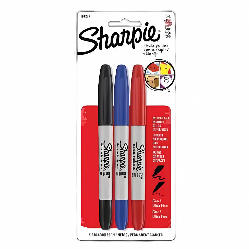 Marcadores Sharpie Doble Punta – Set de 3 Colores Básicos