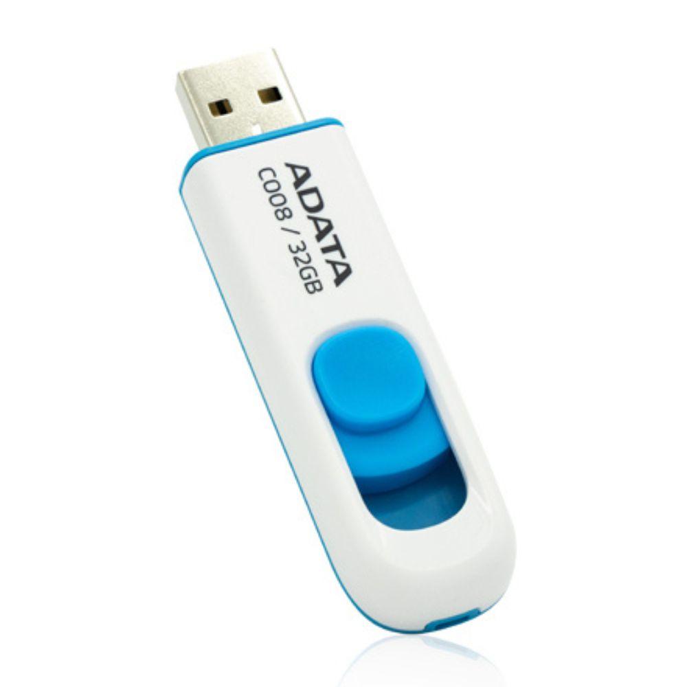 Memoria Flash Adata C008 32gb Usb 2.0 Blanco/Azul - Colmenero Shop