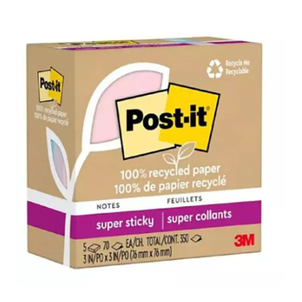 Notas Adhesivas 3M 3x3 En Colores Pastel Ecologicas 4 Colores