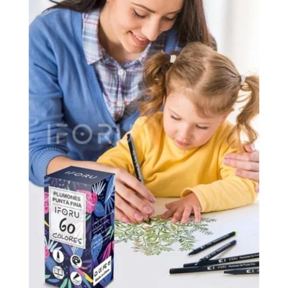 Iforu Plumones Punta De Pincel Colores, Rotuladores Y Boligrafos De Dibujo Para Escribir, Dibujar Y Oficina (0.4mm) - Colmenero Shop
