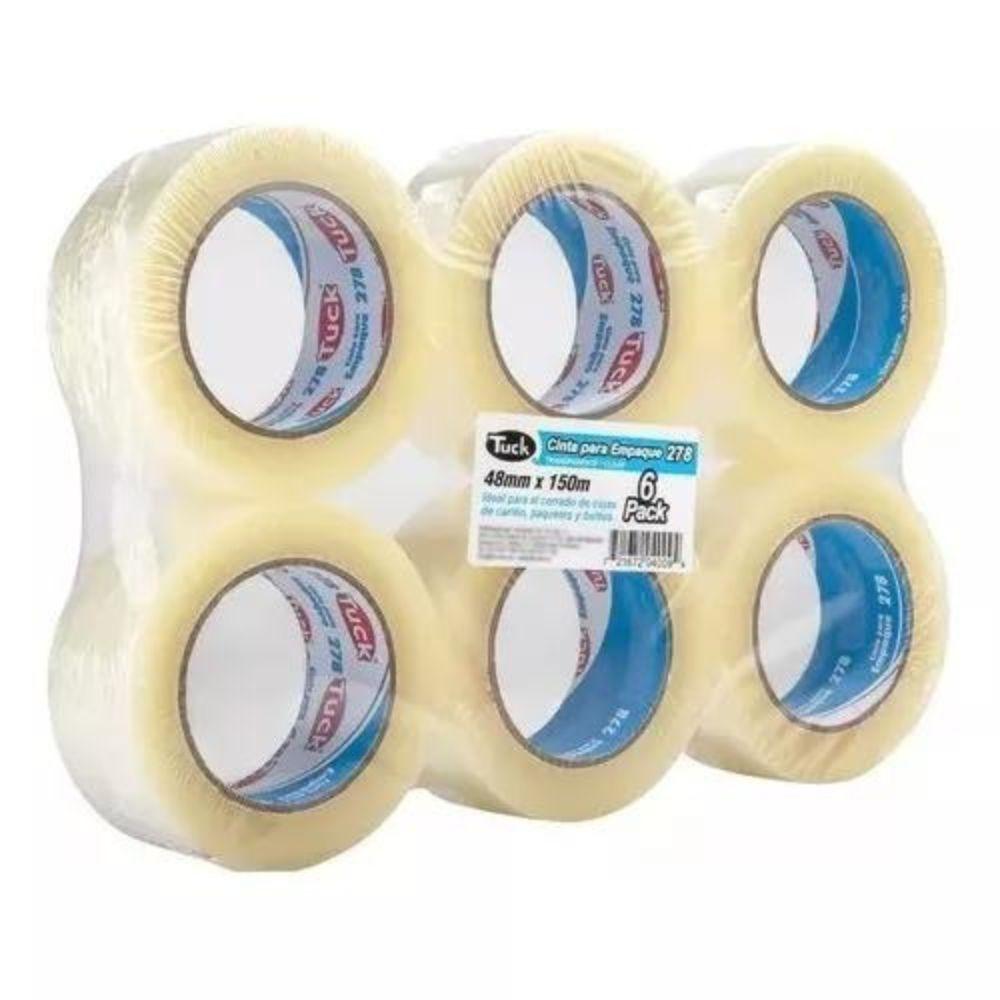 Cinta 278 De Empaque Tuk 48mm X 150m, Transparente, Con 6 Piezas - Colmenero Shop