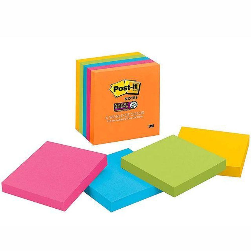 Notas Mod. 654-5ssuc Post-It Río De Janeiro 3x3 Pulgadas, 5 Blocks Super Sticky - Colmenero Shop