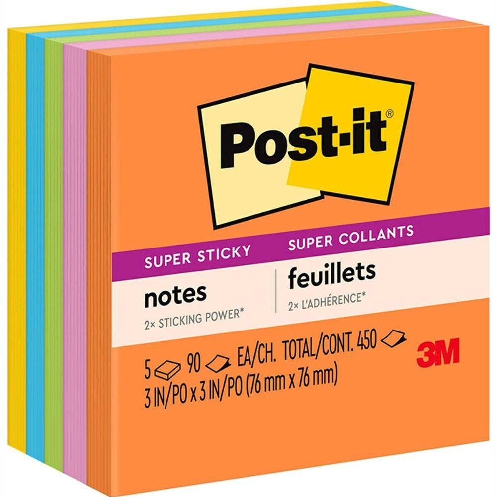 Notas Mod. 654-5ssuc Post-It Río De Janeiro 3x3 Pulgadas, 5 Blocks Super Sticky - Colmenero Shop