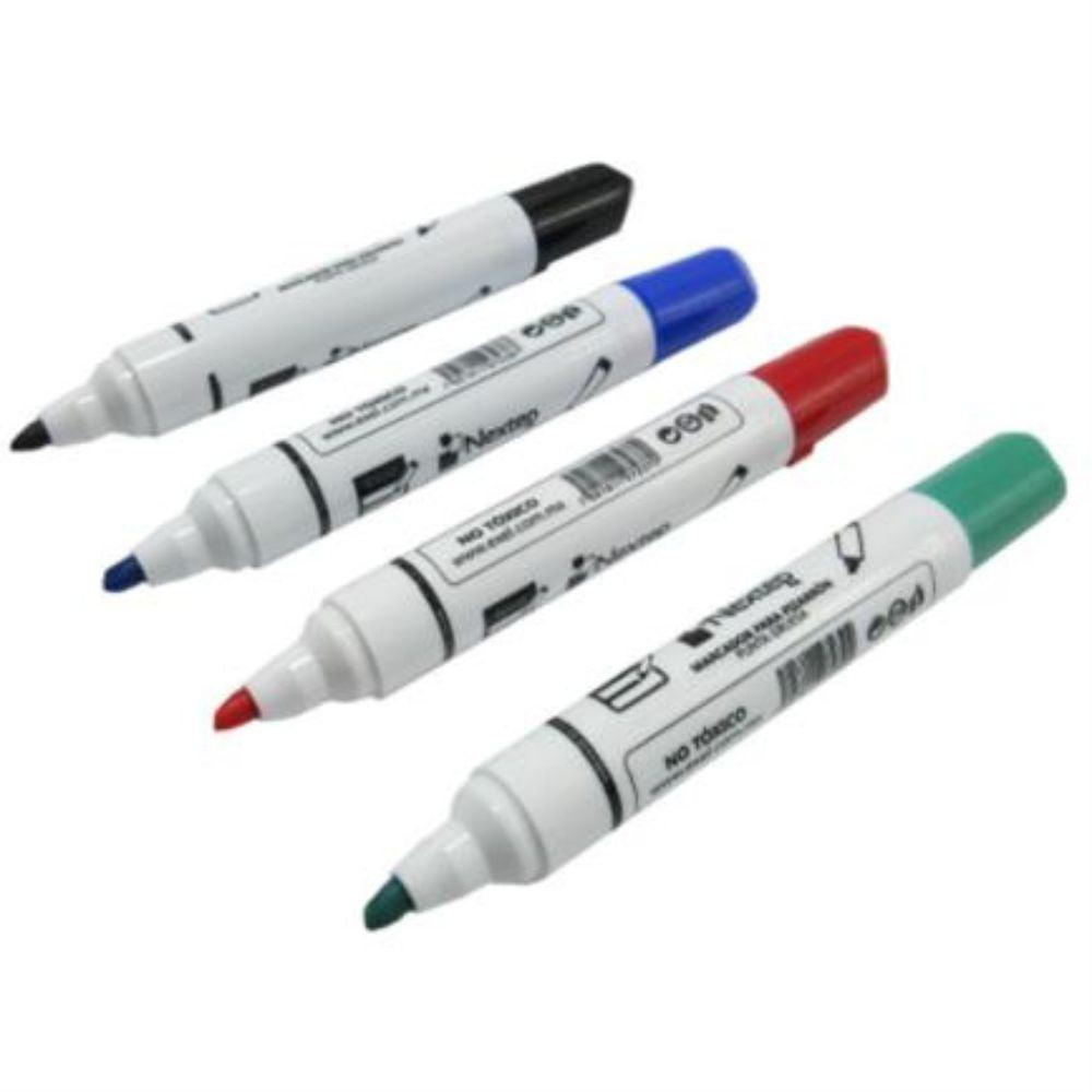 Marcador Nextep Para Pizarrón Blanco 4 Colores Punta Gruesa Cincel 4mm - Colmenero Shop