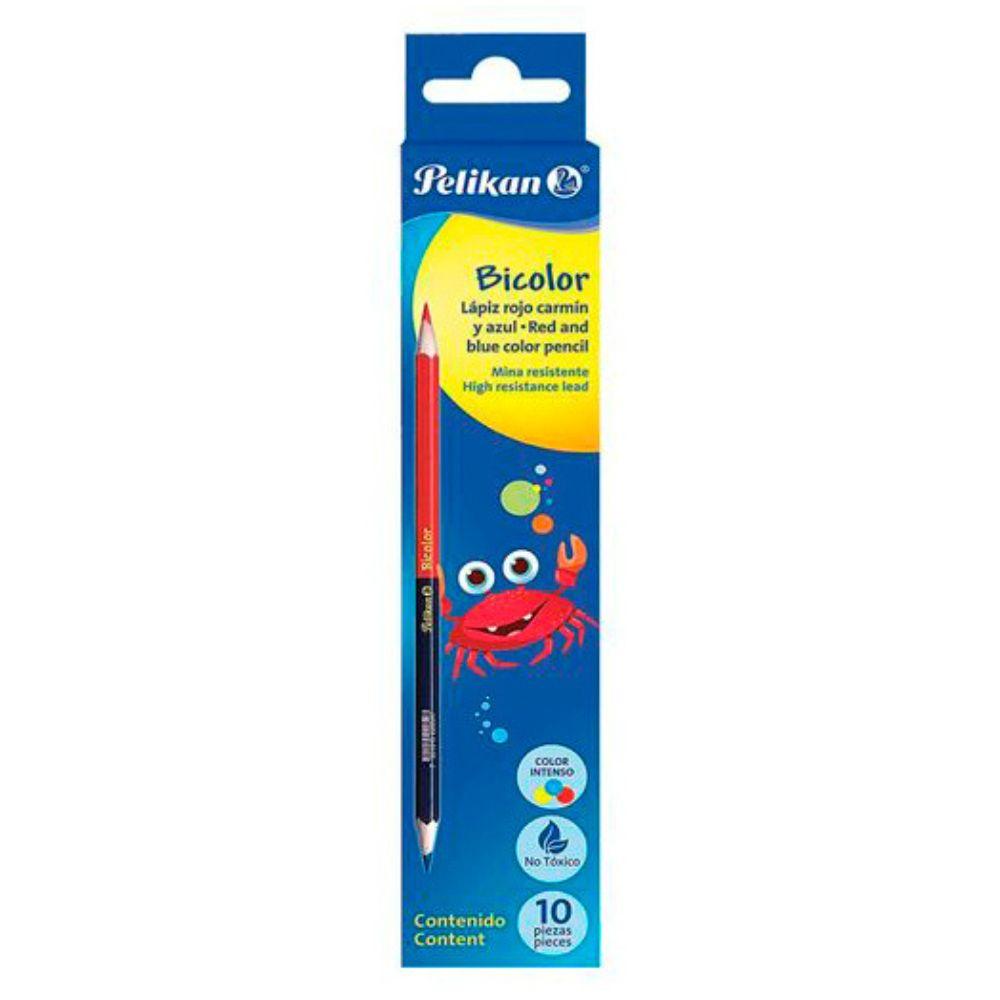 Lápiz Bicolor Pelikan Hexagonal Rojo Y Azul Caja Con 10 Piezas - Colmenero Shop