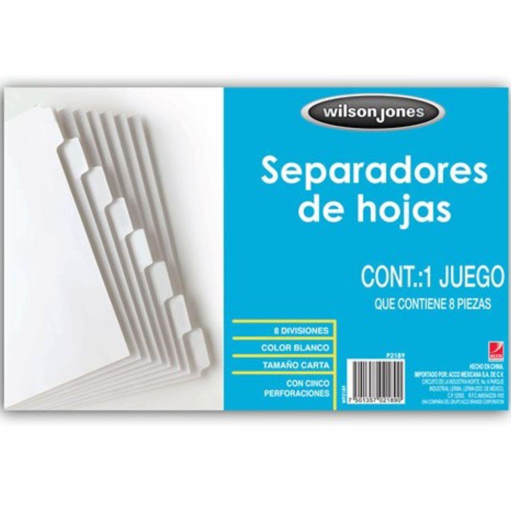 Separador Blanco 8 Divisiones Acco Tamaño Carta - Colmenero Shop