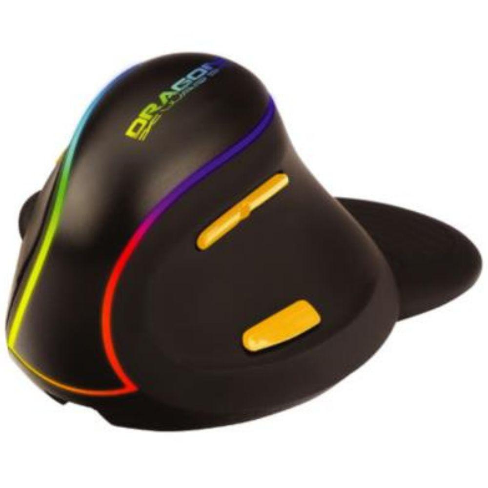 Mouse Nextep Inalámbrico Vertical Recargable/Ergonómico 7 Botones 2400 Dpi RGB Color Negro Ne-482 - Colmenero Shop