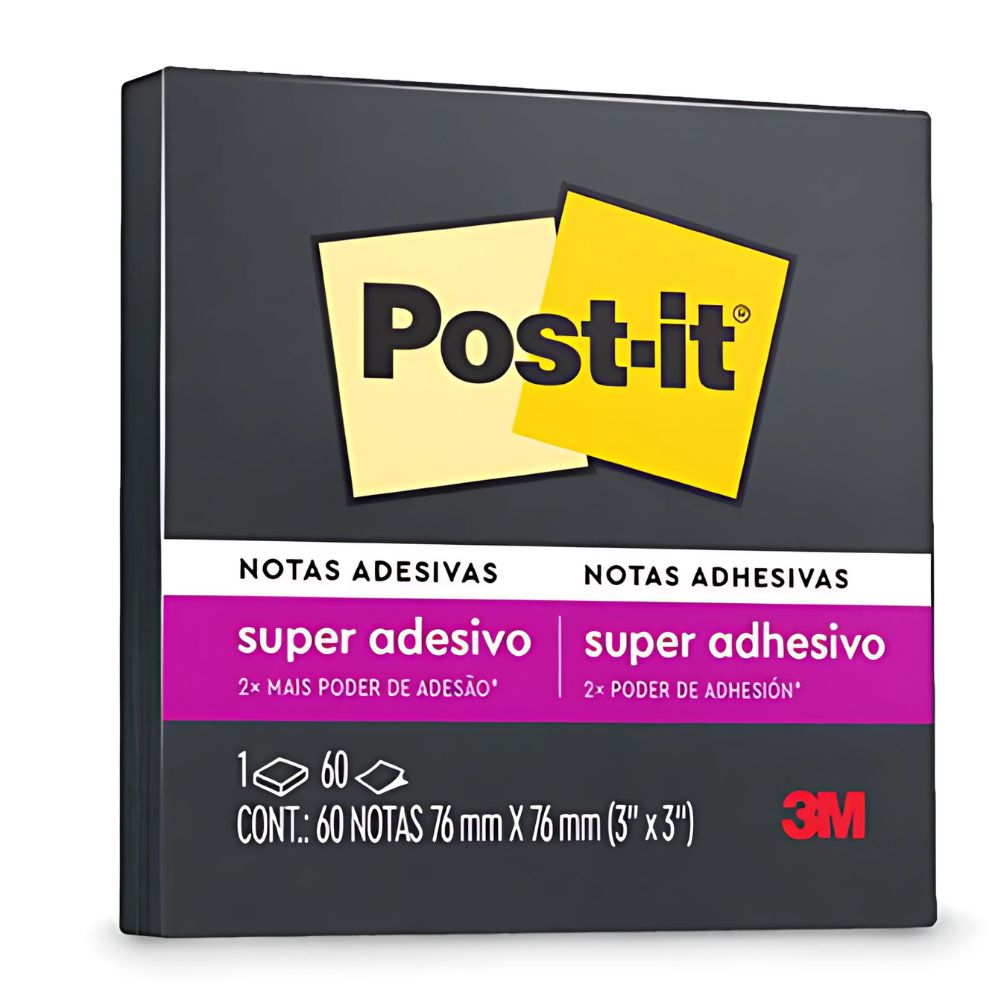 Notas Post-it® Negras 3x3" - 60 Hojas Pop-Up | Super Adhesivo | 3M