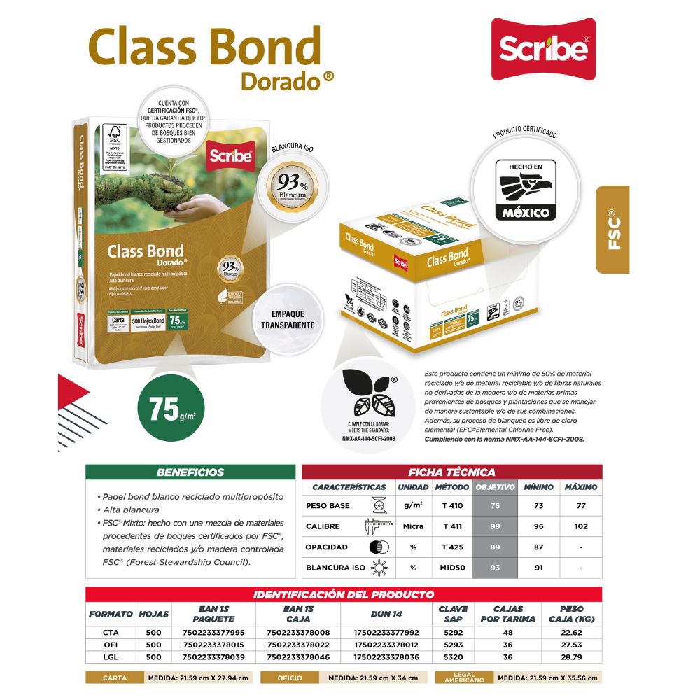 Papel Class Bond Dorado carta 5000 hojas