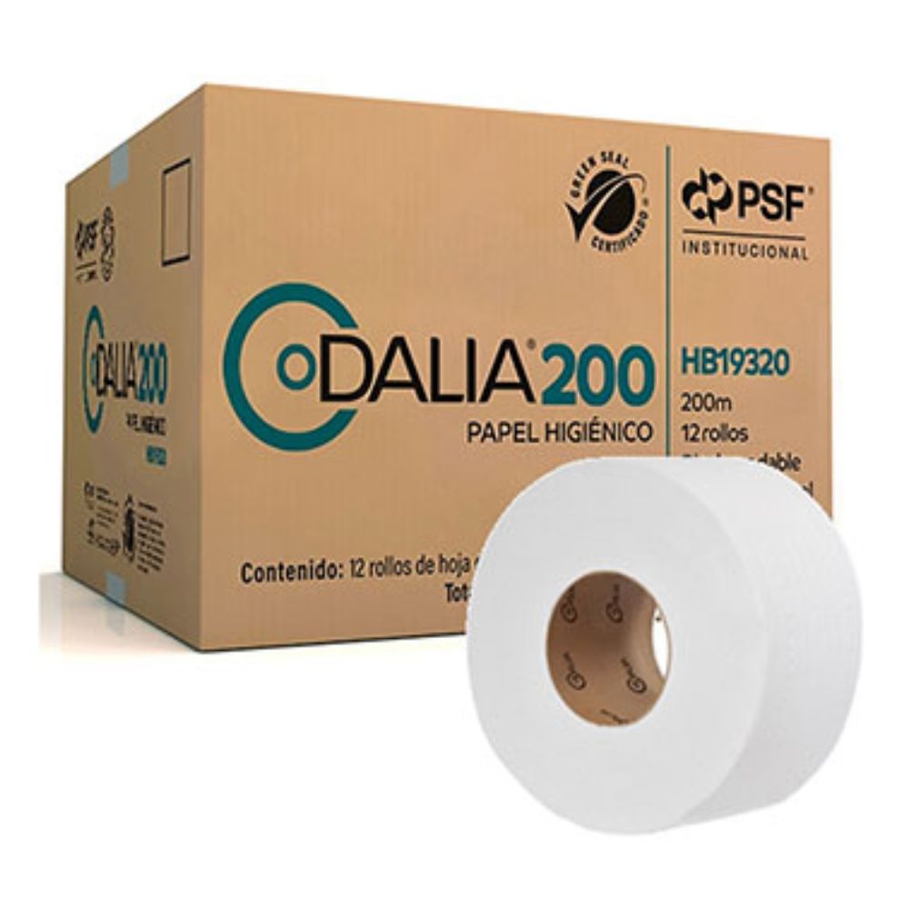 Papel Higiénico Blanco Dalia, Caja C/12 Bobinas 200 M C/U Jr Mod. 19320
