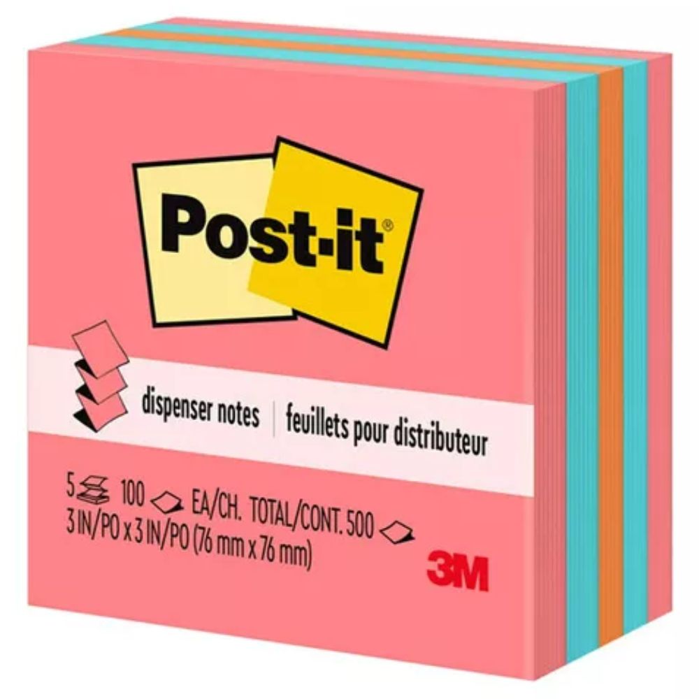 Post-it Pop-Up Neón 3x3" | 5 Blocks de 100 Hojas | 3301-5AN