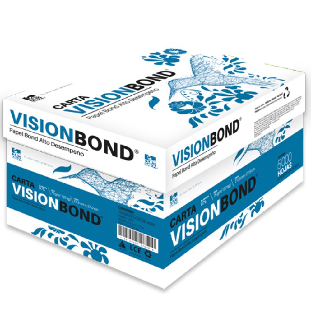 Papel bond Vision carta blancura 97% 75 gr