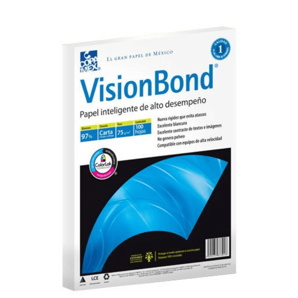 Papel Vision Bond Carta Blancura 97% 75gr Paq. C- 100 Hojas - Colmenero Shop