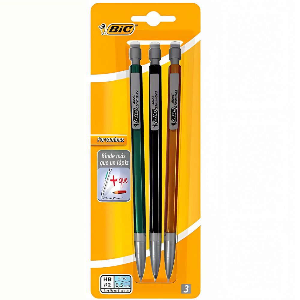 Portaminas BIC Colores Metálico 0.5 mm Blíster 3 Pzas | Colmenero.shop