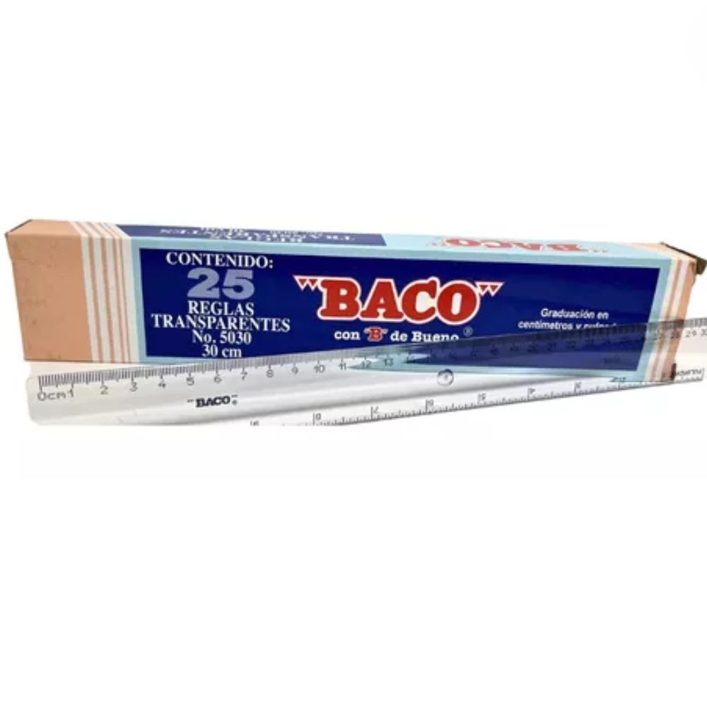 Regla de plástico Baco 30 cm, caja 25 pz