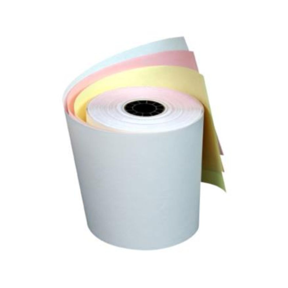 Papel Pcm Autocopia Rollo 76x70 Centro Cartón Blanco-Rosa-Amarillo