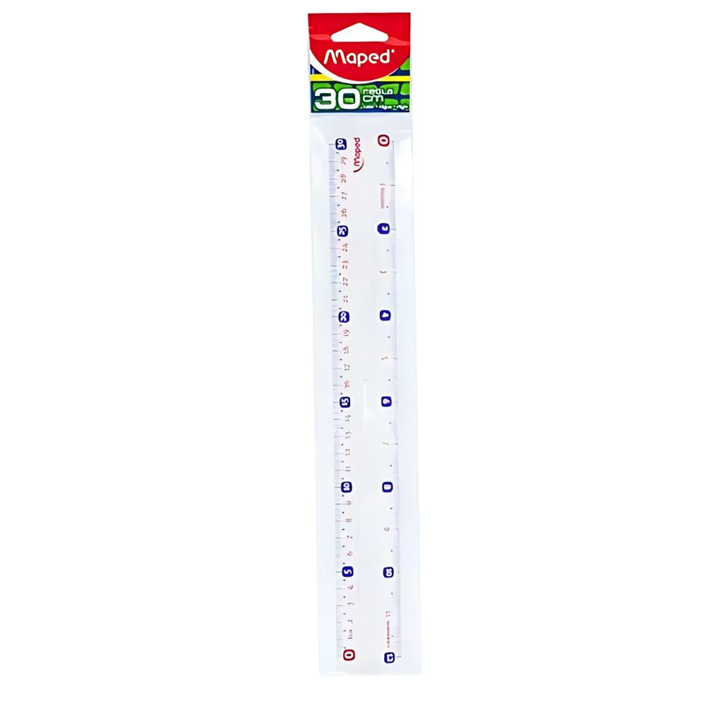 Regla 30 cm Maped – Plástico Transparente con Doble Escala (cm/pulg)