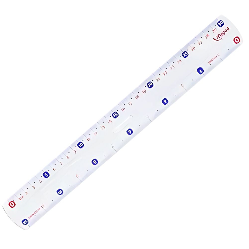 Regla 30 cm Maped – Plástico Transparente con Doble Escala (cm/pulg)