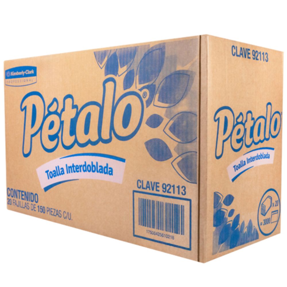 Toalla InterDoblada Pétalo Mod 92113, Caja C/ 20 Paquete 150 Hojas