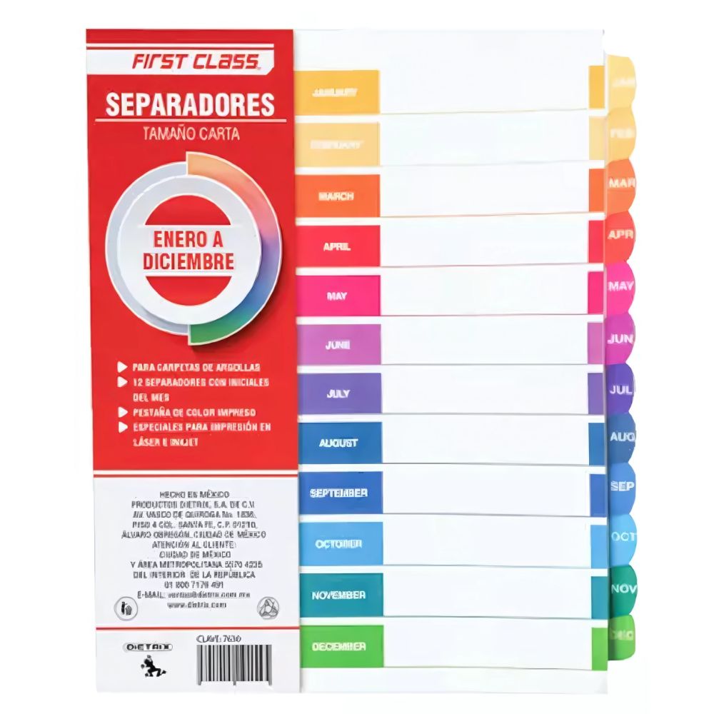 Juego de Separadores con Pestañas Plastificadas - Tamaño Carta Dietrix