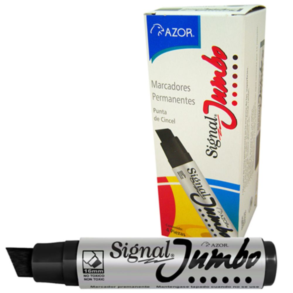 Marcador Permanente Signal Jumbo Color Negro Caja Con 4 Piezas