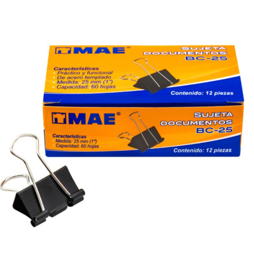 Sujetadocumentos Mae De 25 Mm 12 Piezas