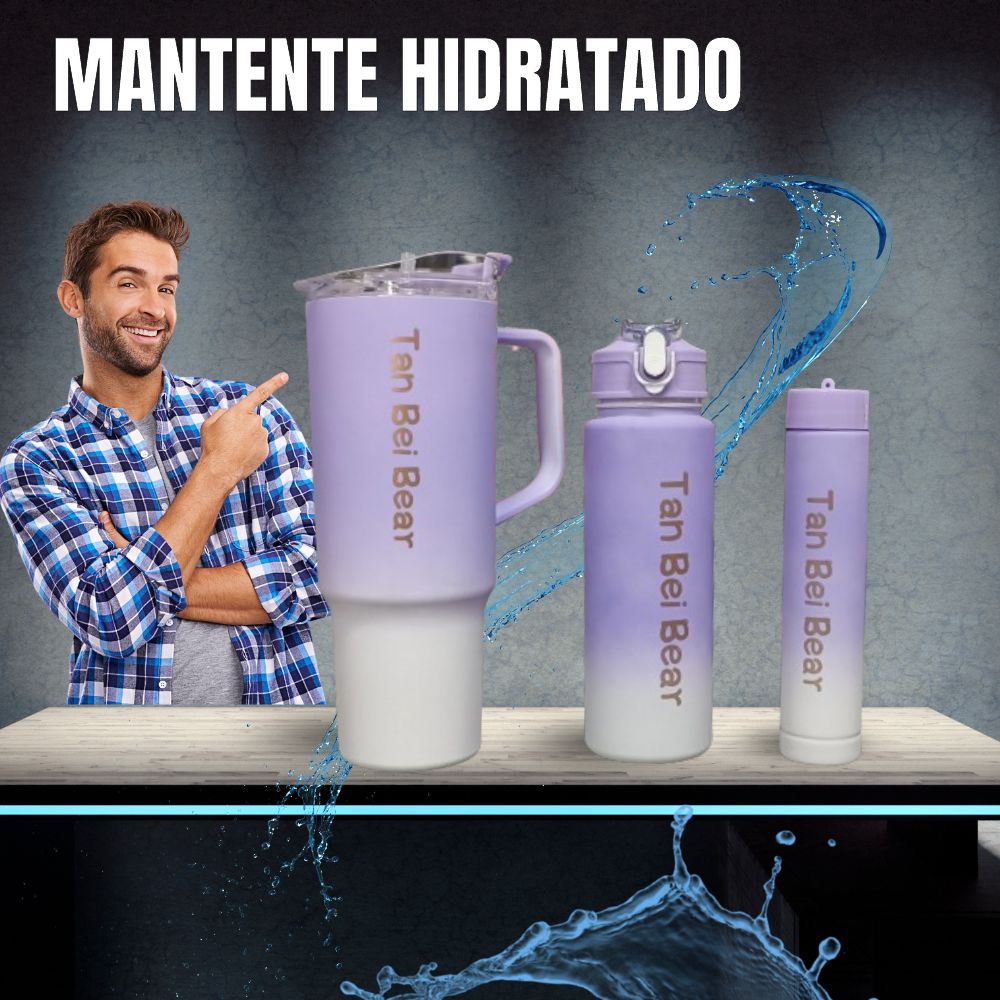 Vaso, Y Botella De Agua Deportiva Motivacional 3 Piezas 