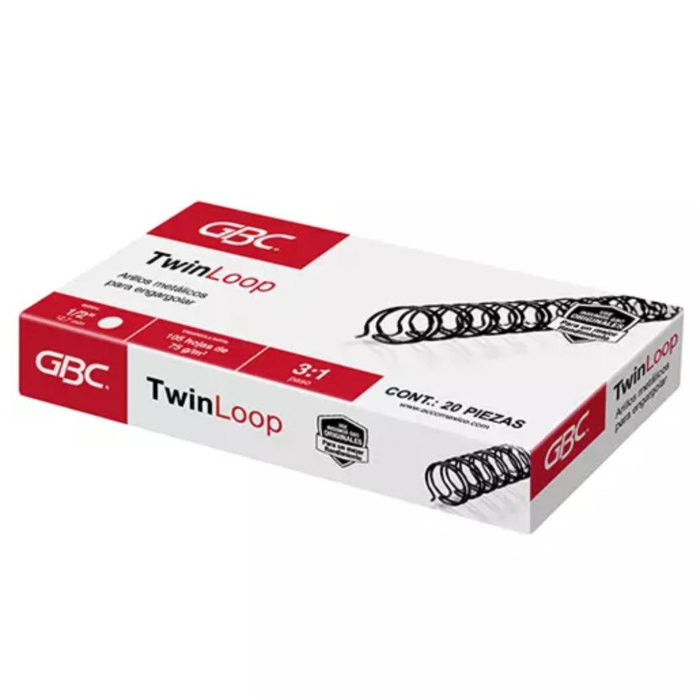 Arillo Metálico Twin Loop GBC 1/2" | Negro